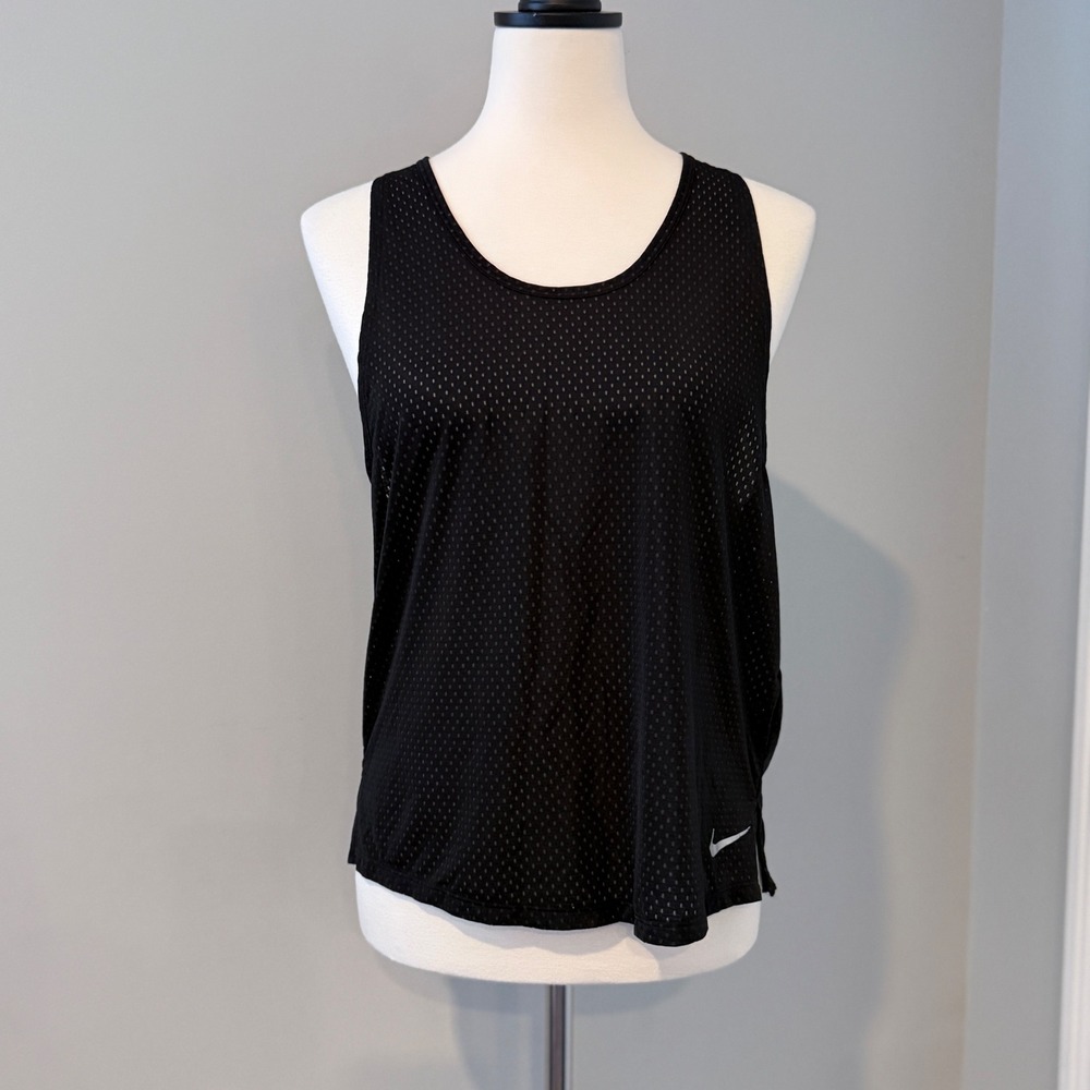 Nike Women's Black Mesh Athletic Tank Top Racerback Sleeveless Activewear